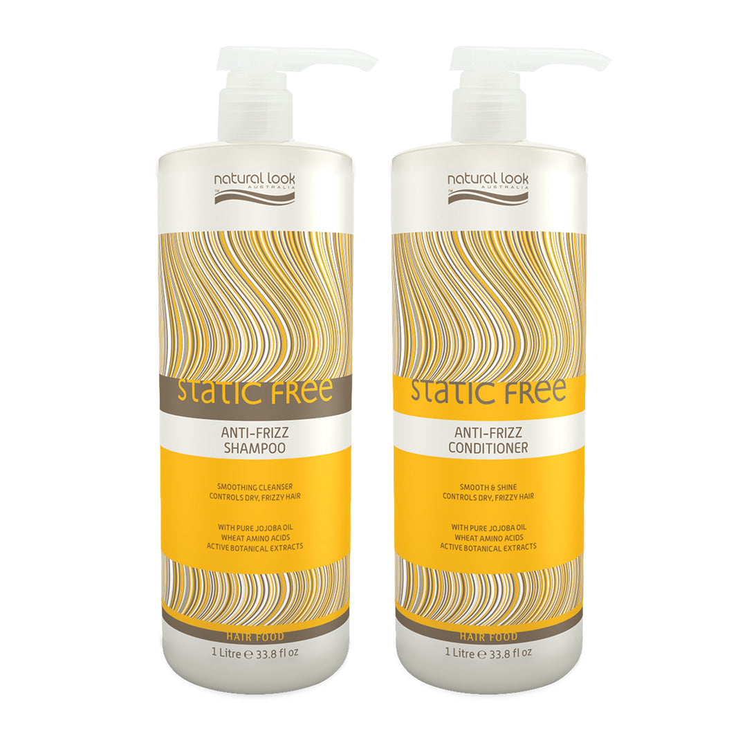 Natural Look Static Free Anti-Frizz Shampoo & Conditioner 1L Bundle