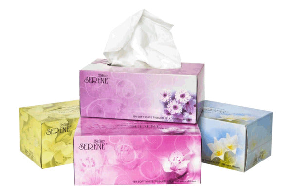 Serene Facial Tissues 180 Soft White 2 Ply
