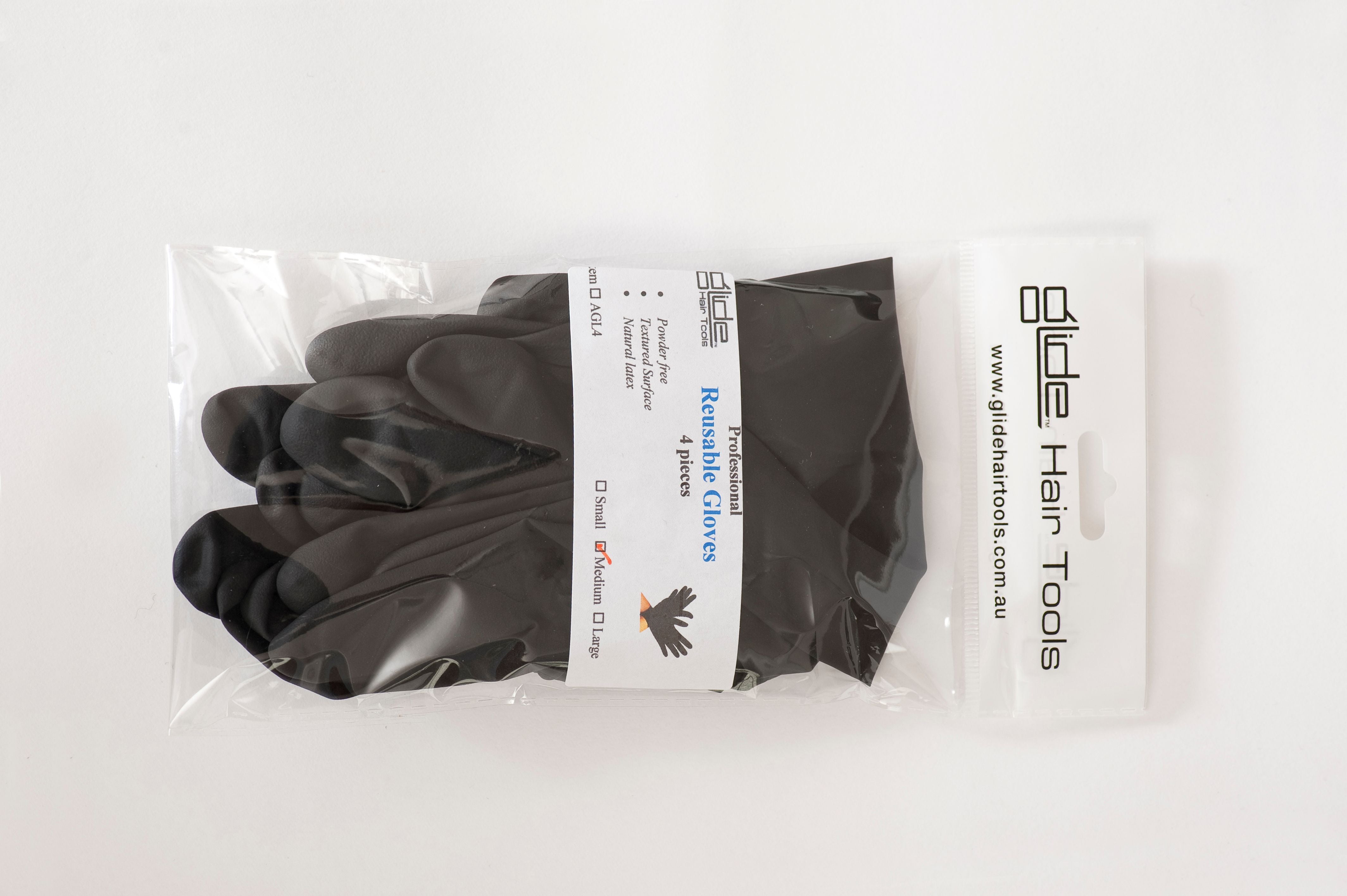 Glide 4 piece Latex Reusable Gloves - Small