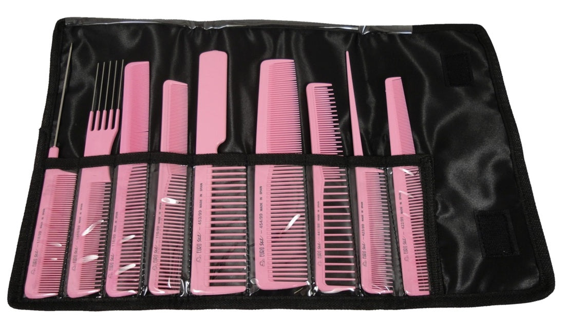 EuroStil Set of 9 Professional _Stylist Combs - Purple