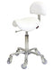 Stool - Saddle - With Back-Chrome Base - (White Upholstery)