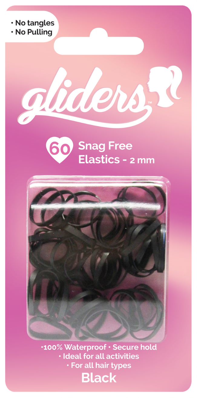 Freestyle Gliders Snag Free Hair Elastics 60pc 2mm Black