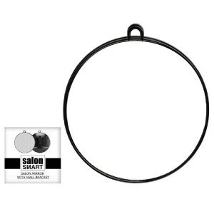 Salon Smart Black Round Mirror with Wall Bracket & Handle - Large