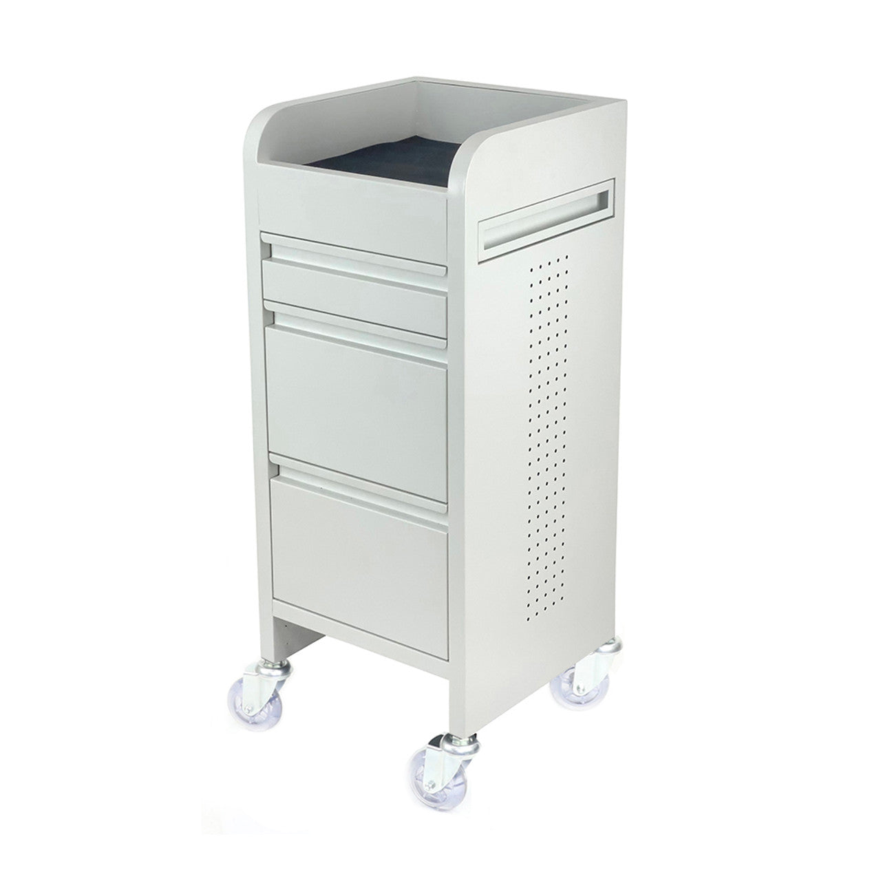 Fusion White 4 Drawer Salon Trolley - White - Clear Castor Wheels [OOS]