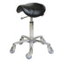 Stool - Saddle - No Back - Chrome - (Black Upholstery)