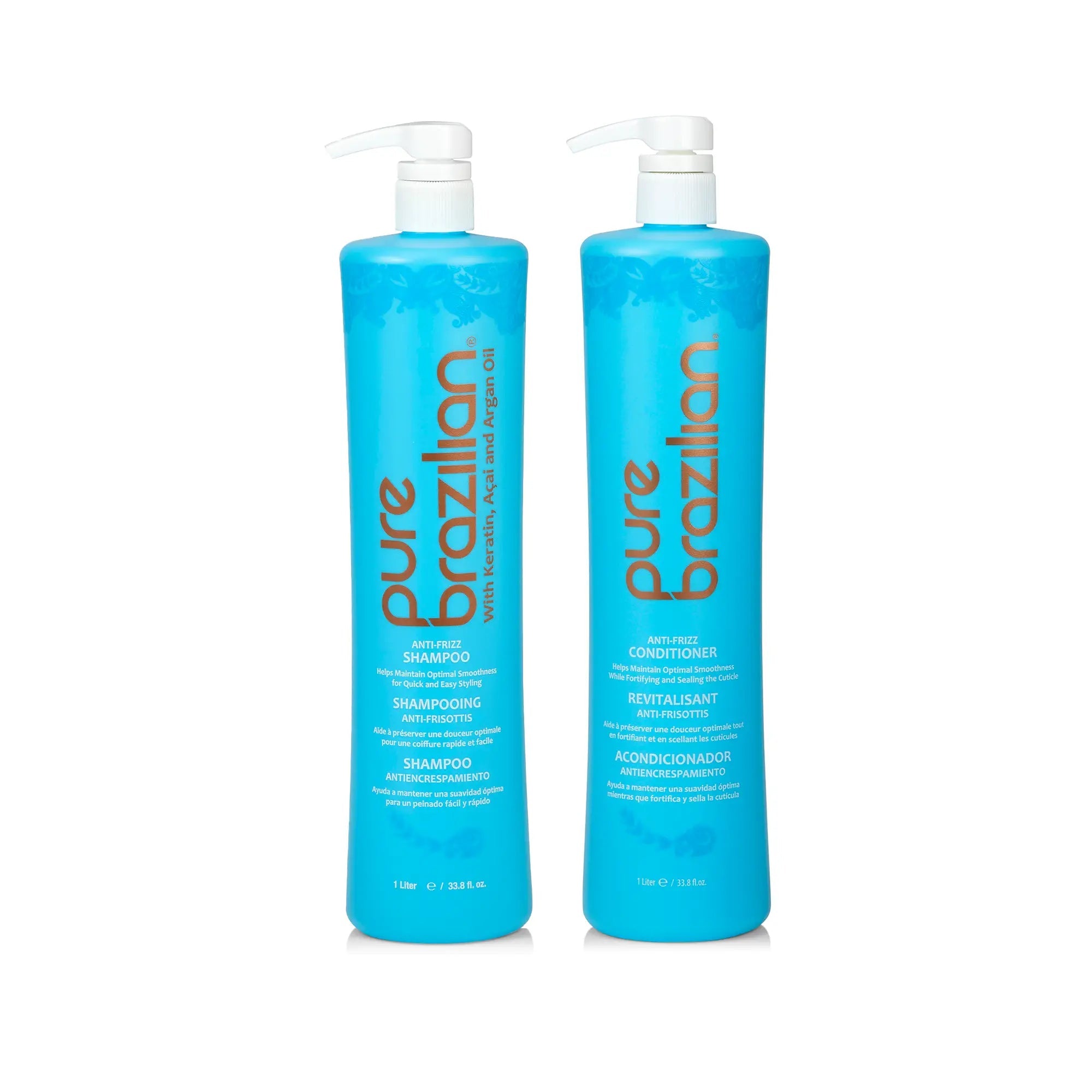 Pure Brazilian Anti-Frizz Shampoo & Conditioner Duo 1 Litre (33.8 oz.)