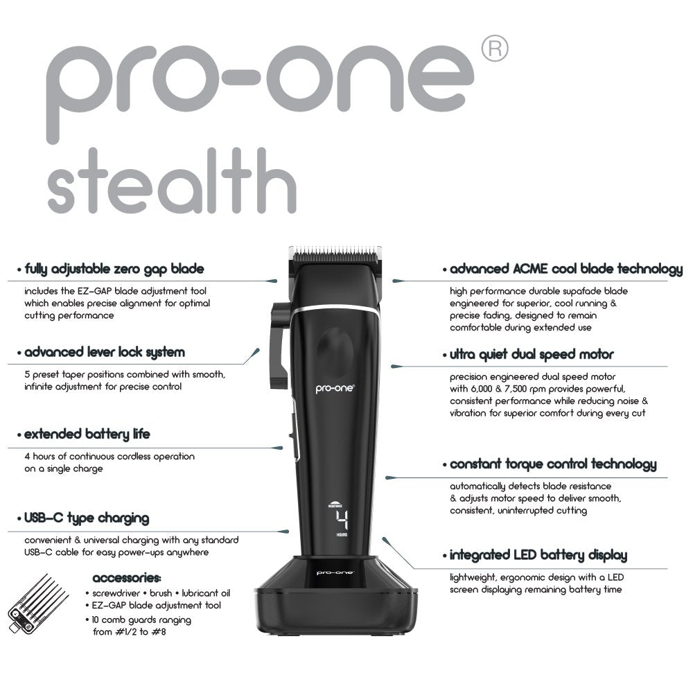 Pro-One Stealth Professional Cordless Clipper