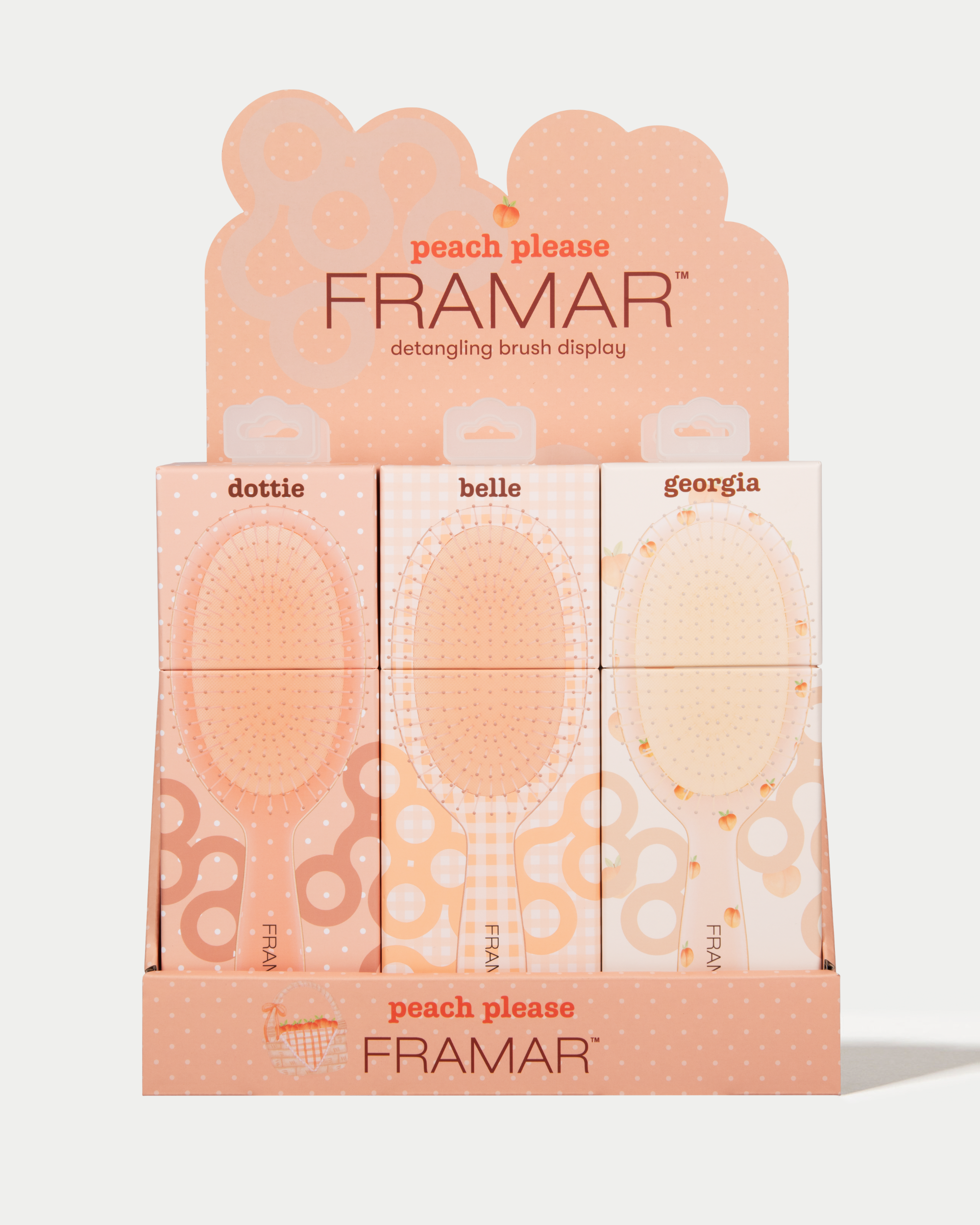 Framar Peach Please - 9PC Detangle Brush Display