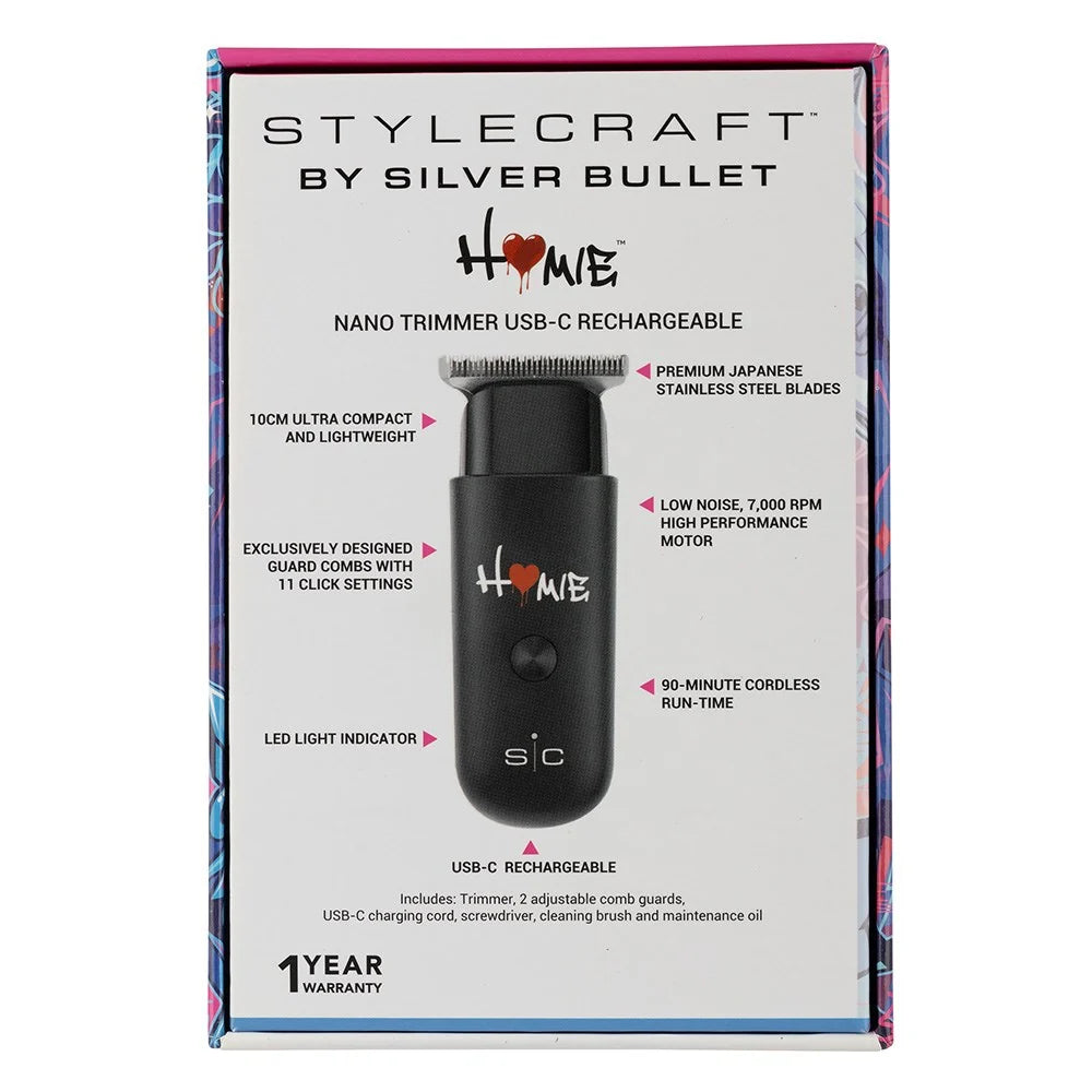 StyleCraft by Silver Bullet Homie Nano Hair Trimmer USB-C Rechargable