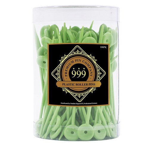 999 PLASTIC ROLLER PINS GREEN 100PC