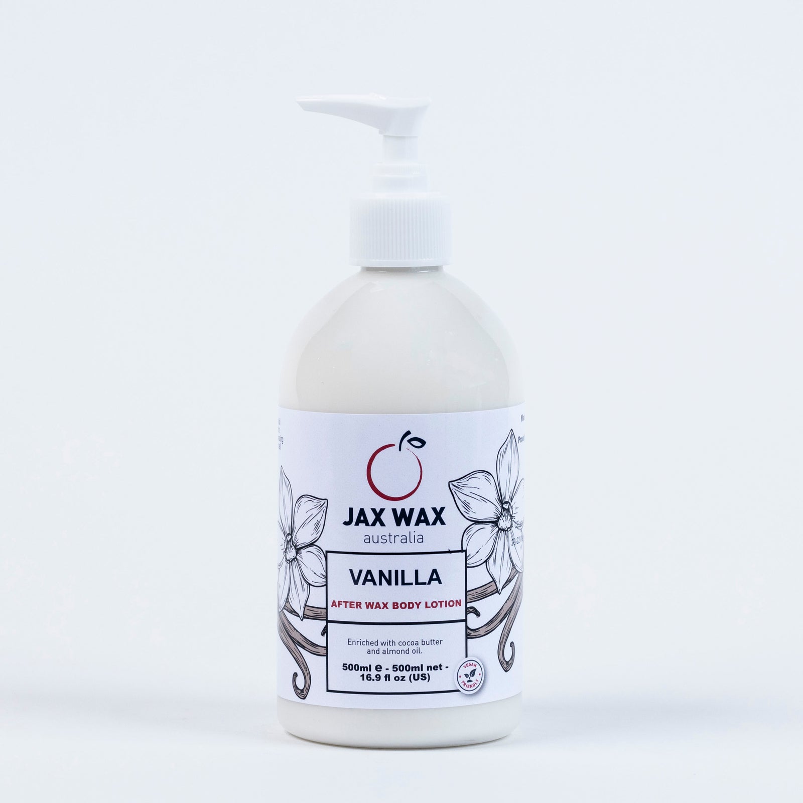 Jax Wax Vanilla After Wax Body Lotion Pump 500ml