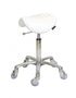 Stool - Saddle - No Back - Chrome Base - (White Upholstery)