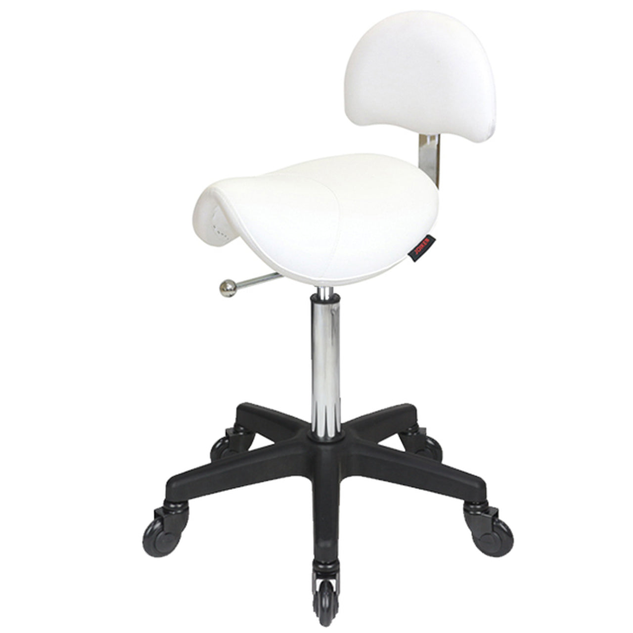Saddle - With Back - Black Base - (White Upholstery) With
CLICK'NCLEAN Castors
