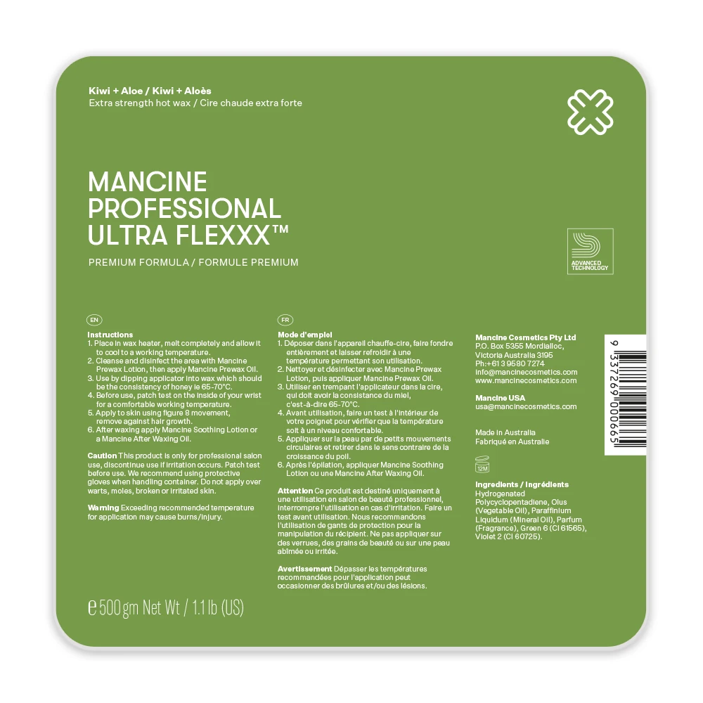 Mancine ULTRA FLEXX HOT WAX KIWI & ALOE 500gm