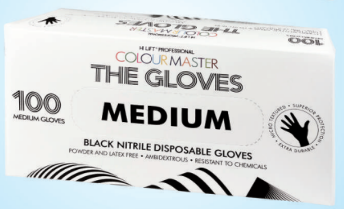 Hi Lift Colour Master Nitrile Disposable Black Gloves (100 pieces) Medium