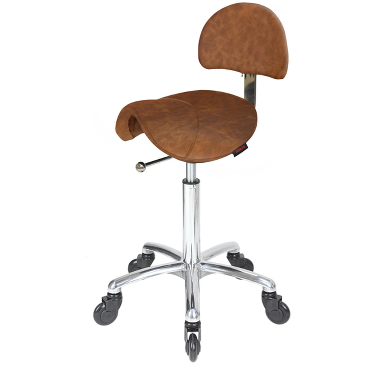 Saddle - With Back - Chrome Base - (TAN Upholstery)
With CLICK'NCLEAN Castors
