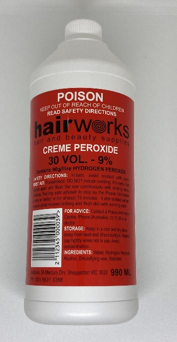 Hairworks Creme Developer 30 Vol 9% 1 Litre