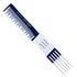 Dateline Professional Blue Celcon Teasing Comb with Rubber Grip & 5 Tails 8" 105R - Stainless Steel