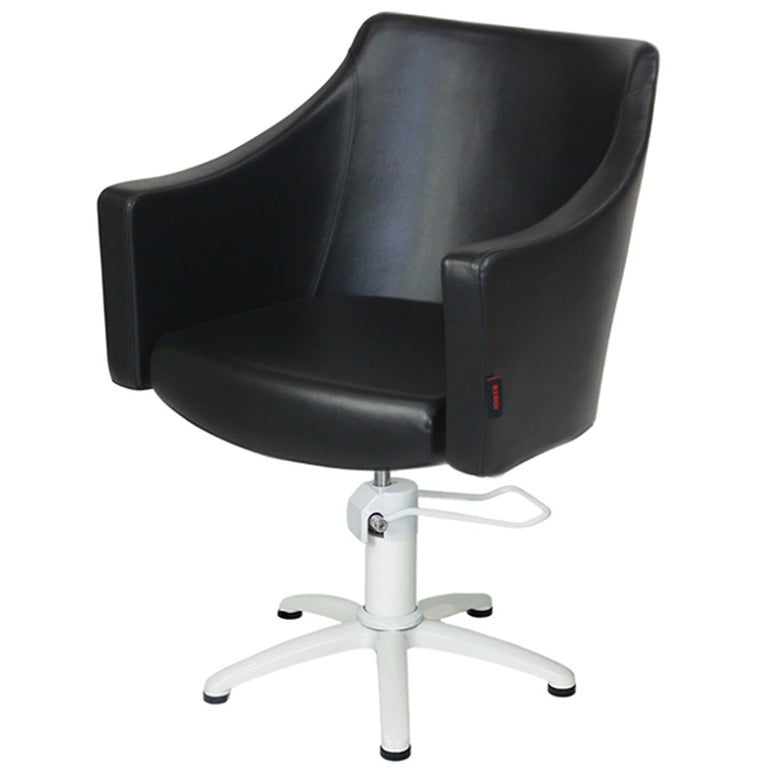 Layla Styling Chair WHITE 5 Star Hydraulic   Black Upholstery