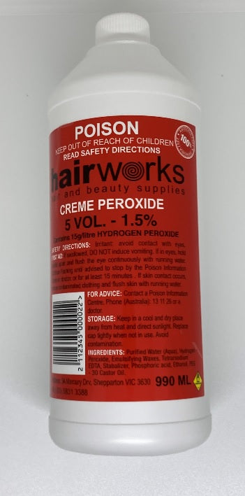 Hairworks Creme Developer 5 Vol 1.5% 1 Litre