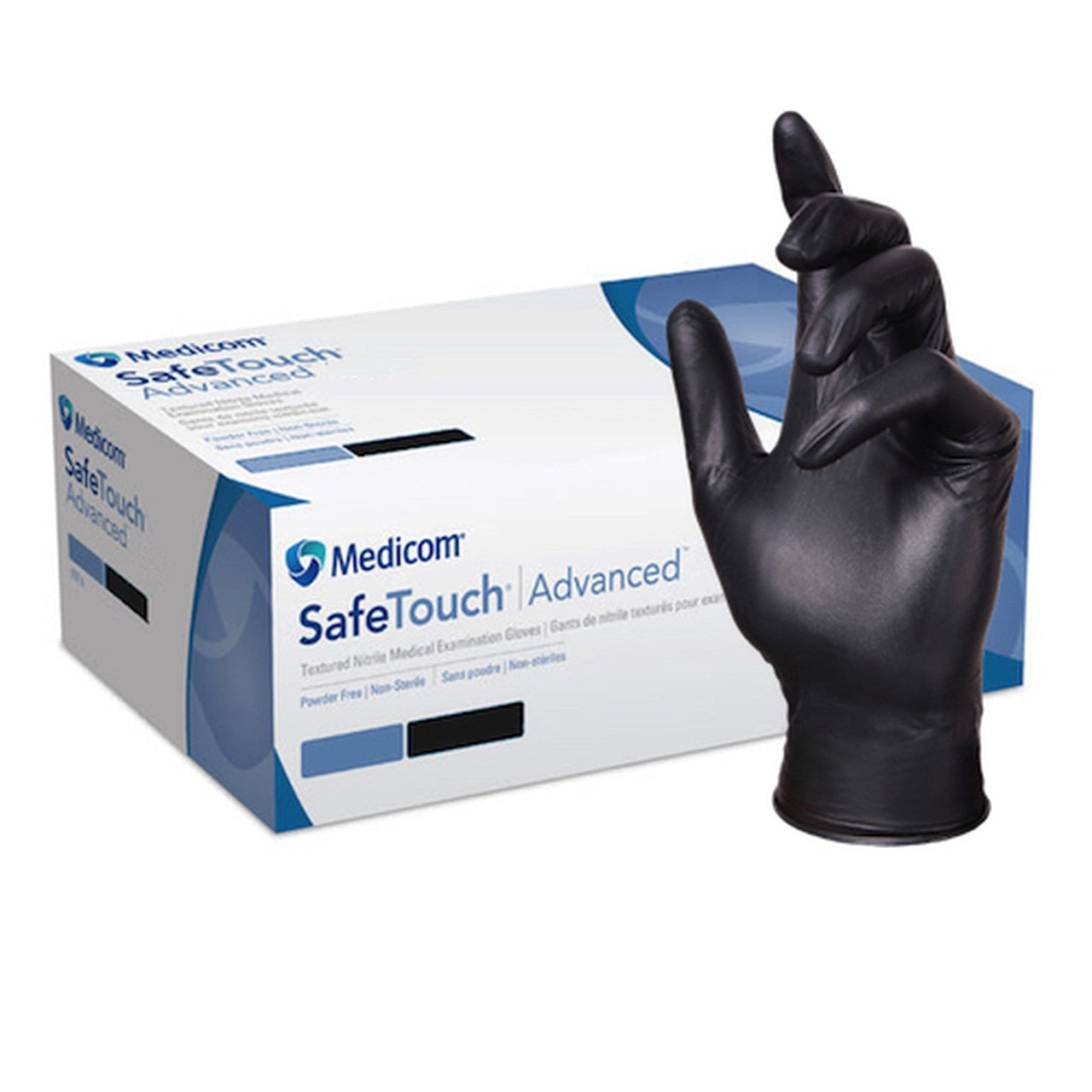 Medicom SafeTouch Advanced Guard Black Nitrile PF Gloves-Medium 100pk