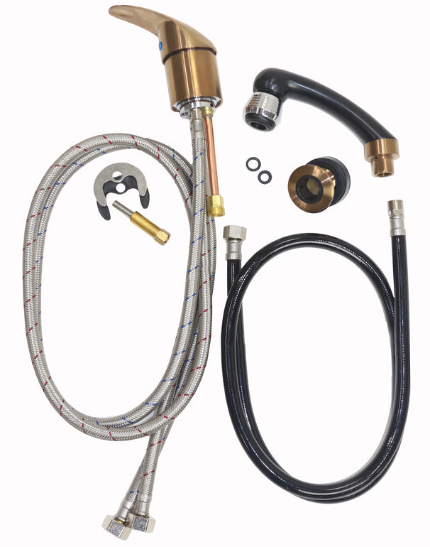 Gold Mixer Set - includes Dual Spray Hand shower, Hose & Sleeve. Australian Approved.