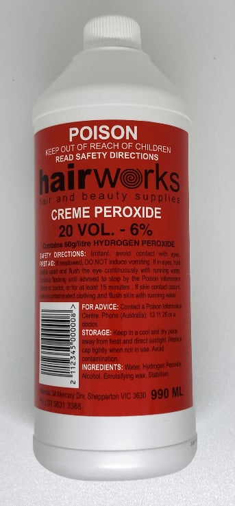 Hairworks Creme Developer 20 Vol 6% 1 Litre