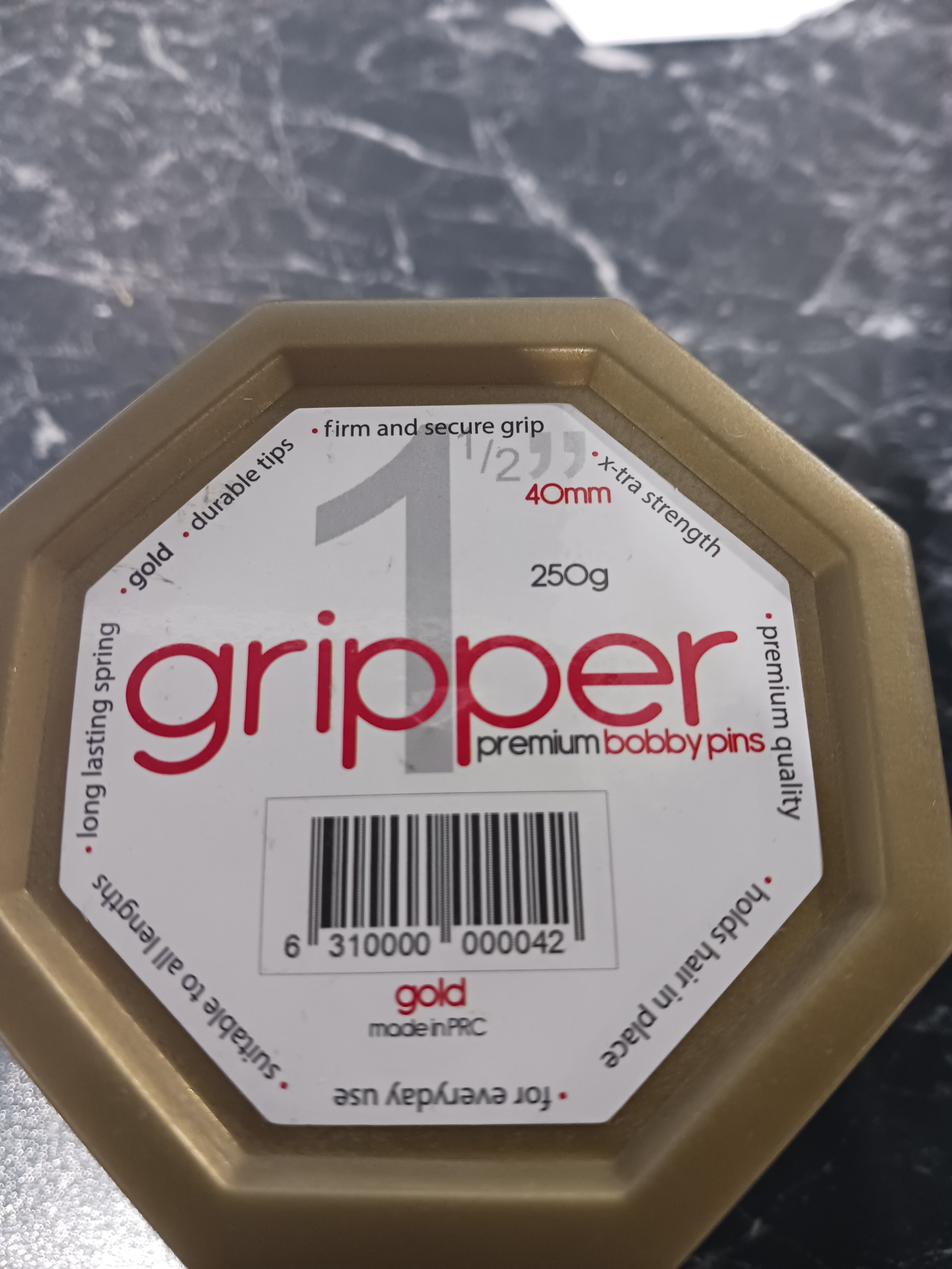 Gripper Pins 1.5" Bobby Gold 250g Clear