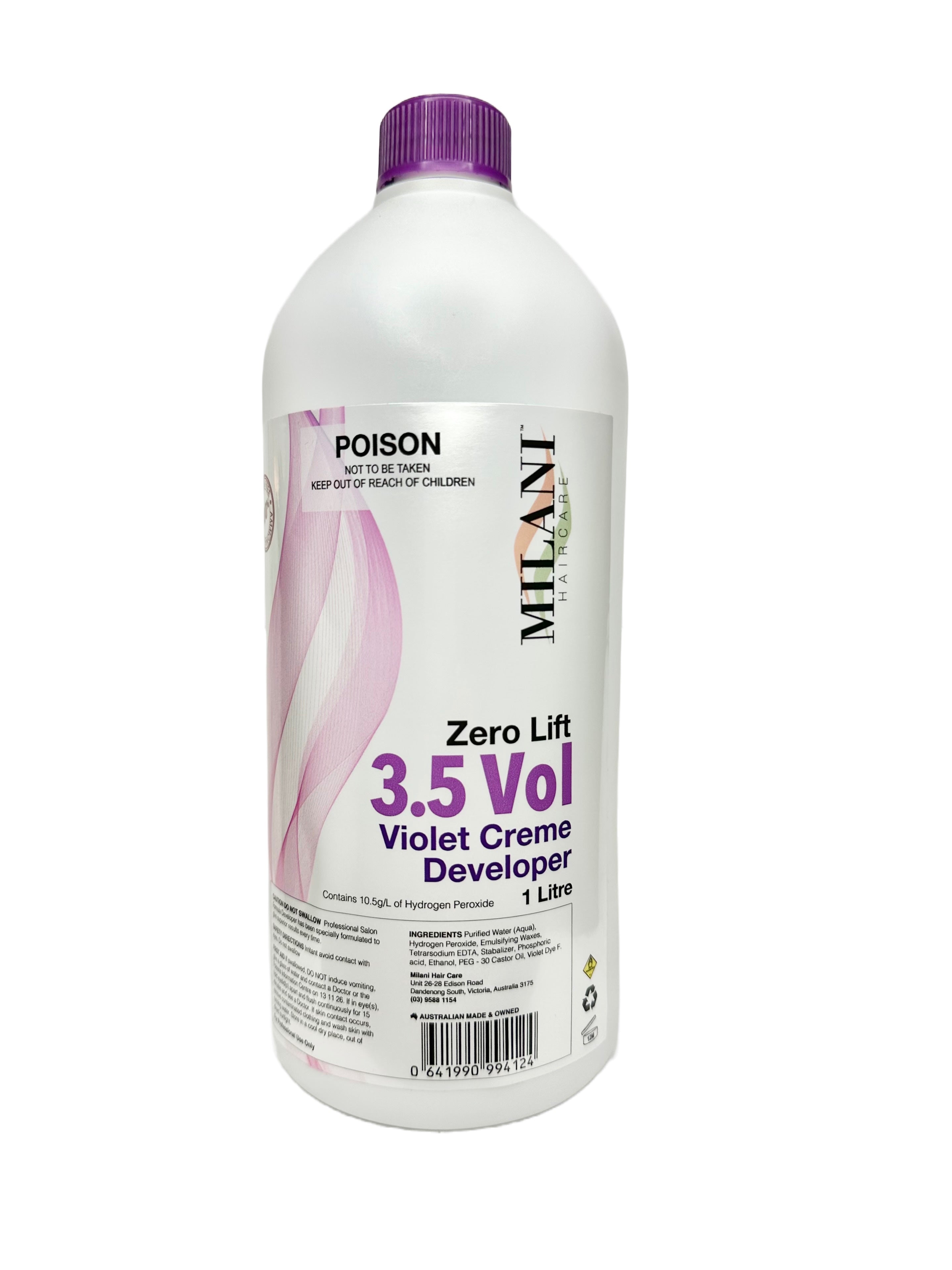 Milani Haircare Violet Creme Developer ZERO Lift 3.5 Vol 1.05% 1 Litre