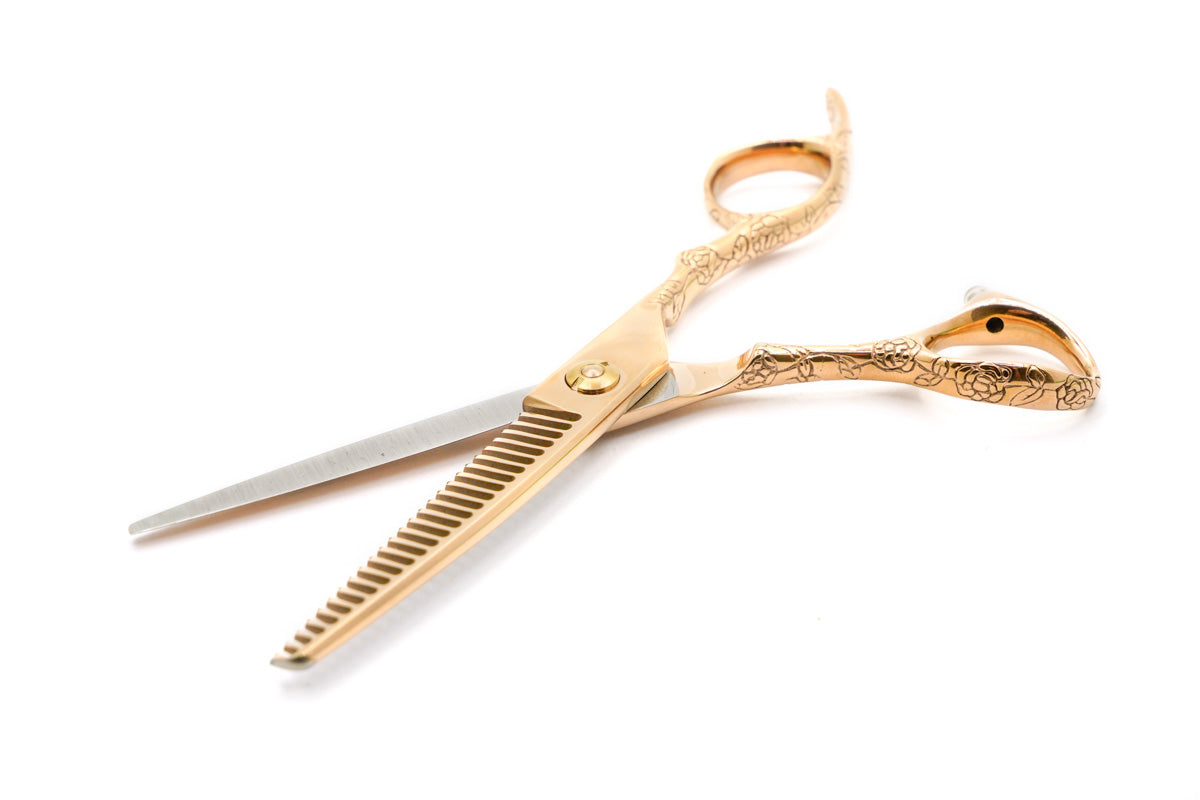 Global Scissors Genesis Lt Rose Gold 6 inch Thinning Scissor