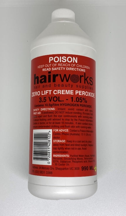 Hairworks Creme Developer ZERO Lift 3.5 Vol 1.05% 1 Litre