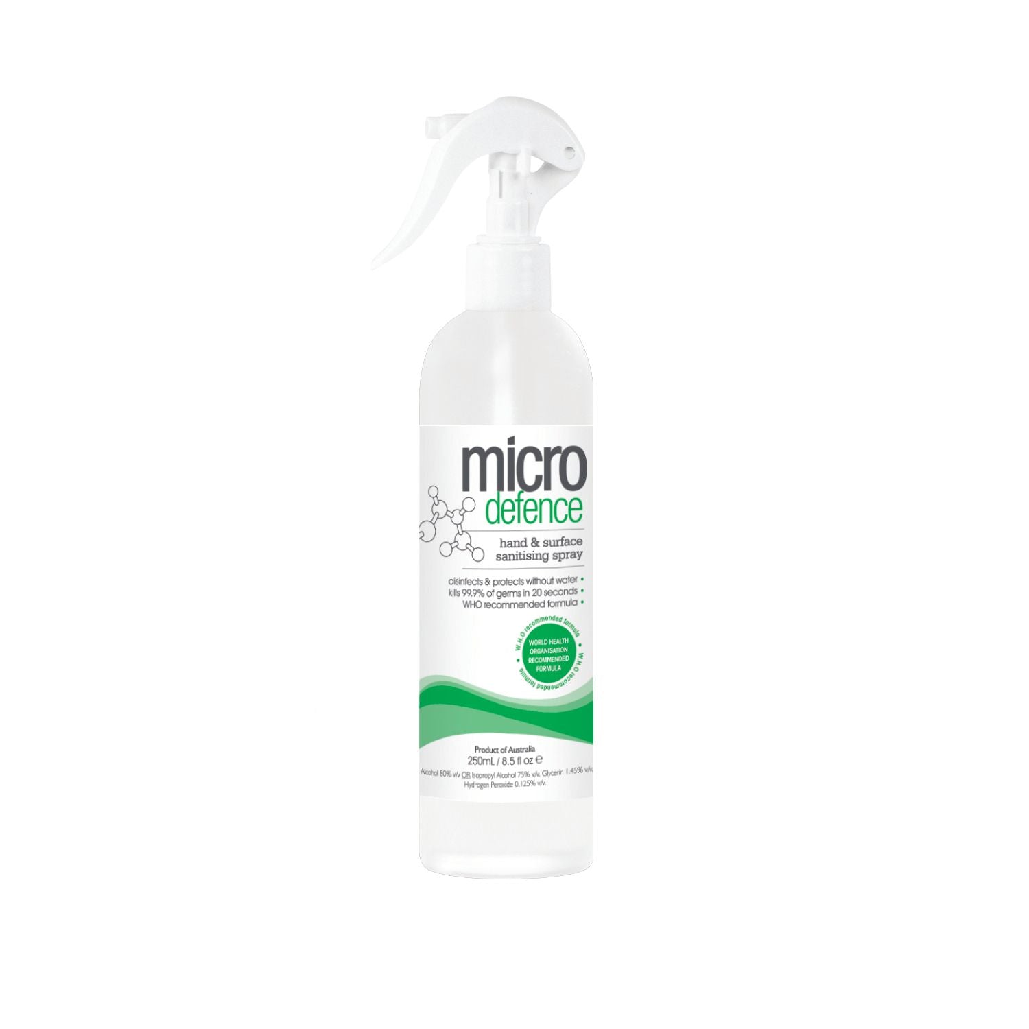 Caronlab Micro Defence Hand & Surface Sanitising Spray 250ml