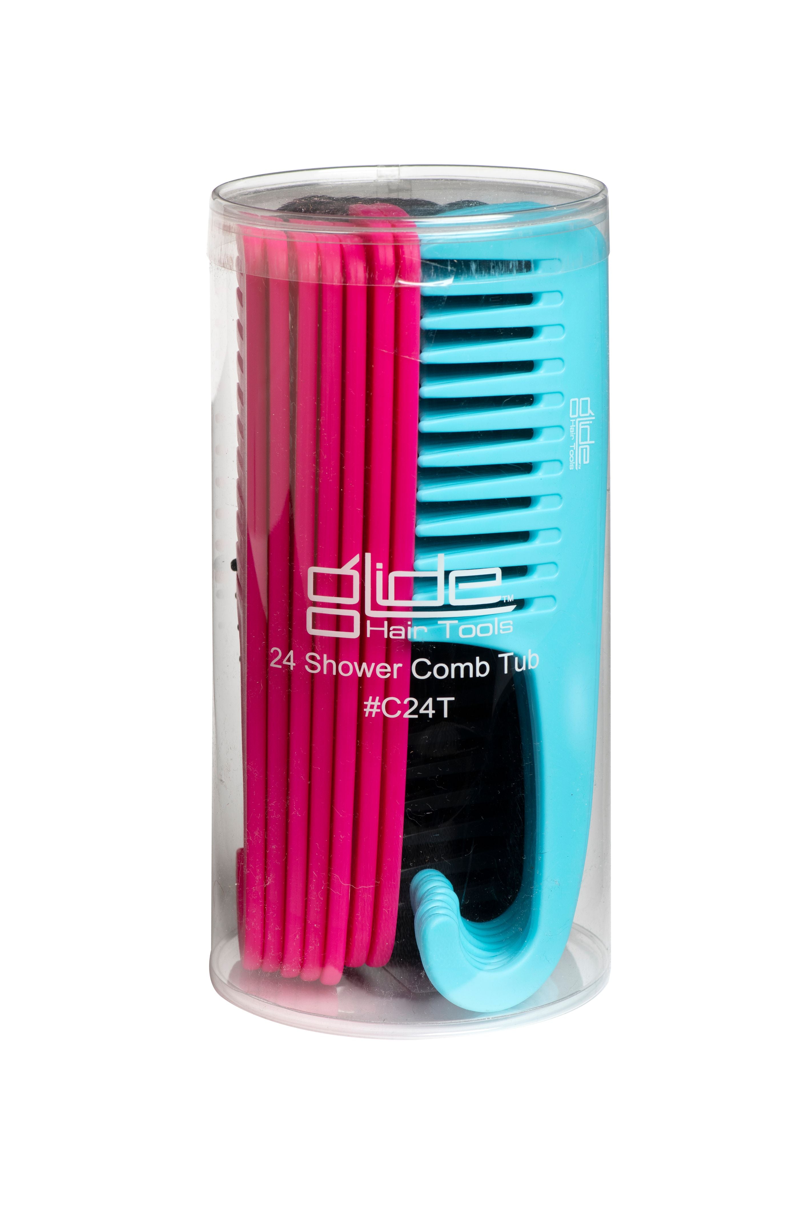Glide Shower Comb Tub of 24 - Assorted Colours