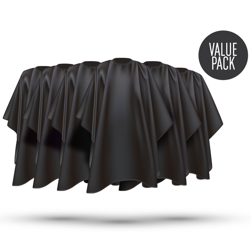 Wahl Value Pack Polyester Cutting Cape Black 6 Pack = 5 + 1   WP3012