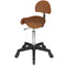 Saddle - With Back - Black Base - (TAN Upholstery)   With CLICK'NCLEAN Castors