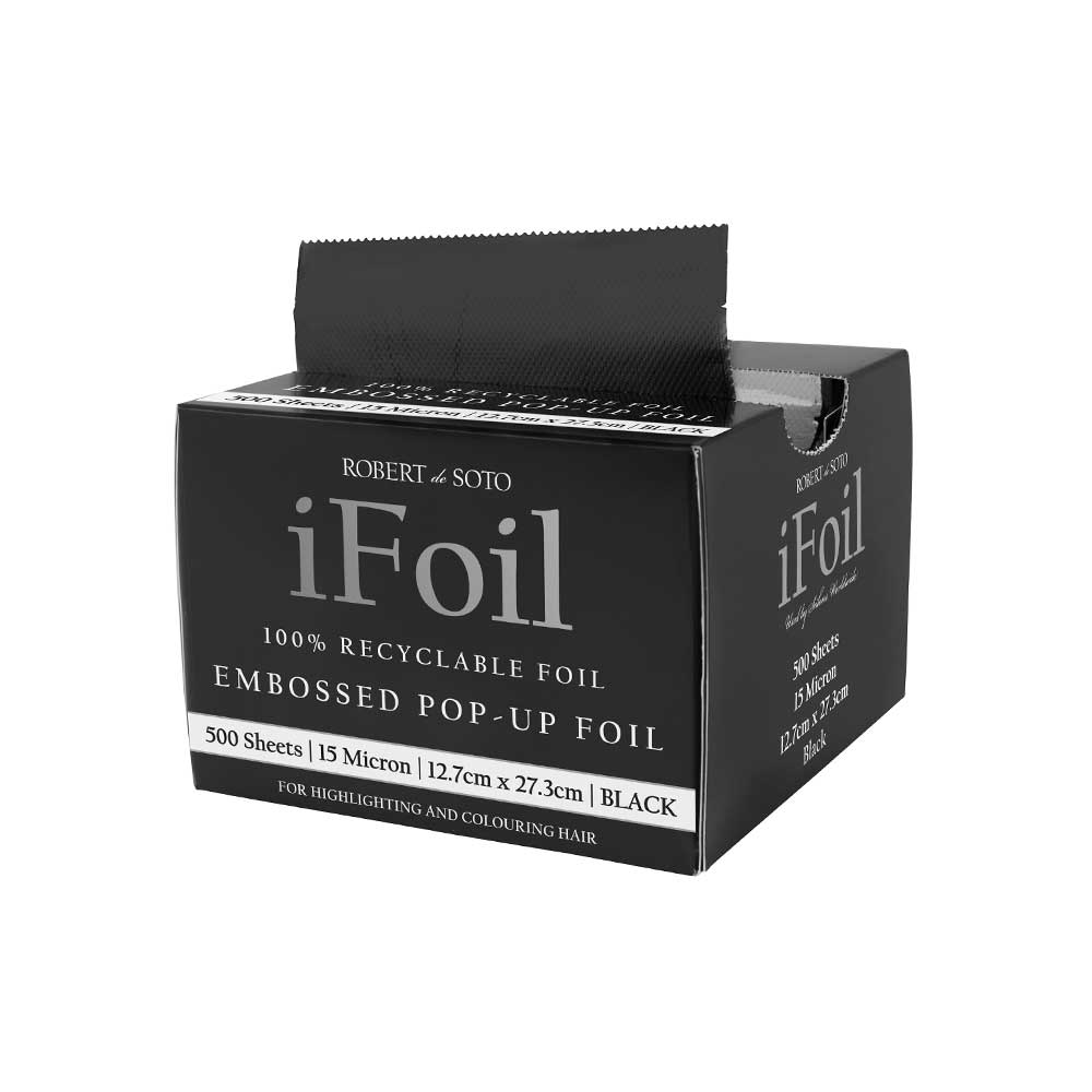 Robert DeSoto iFoil 15 Micron Embossed Pop Up Interleaved Pre Cut Foil 500 Sheets 127 x 273mm - Black