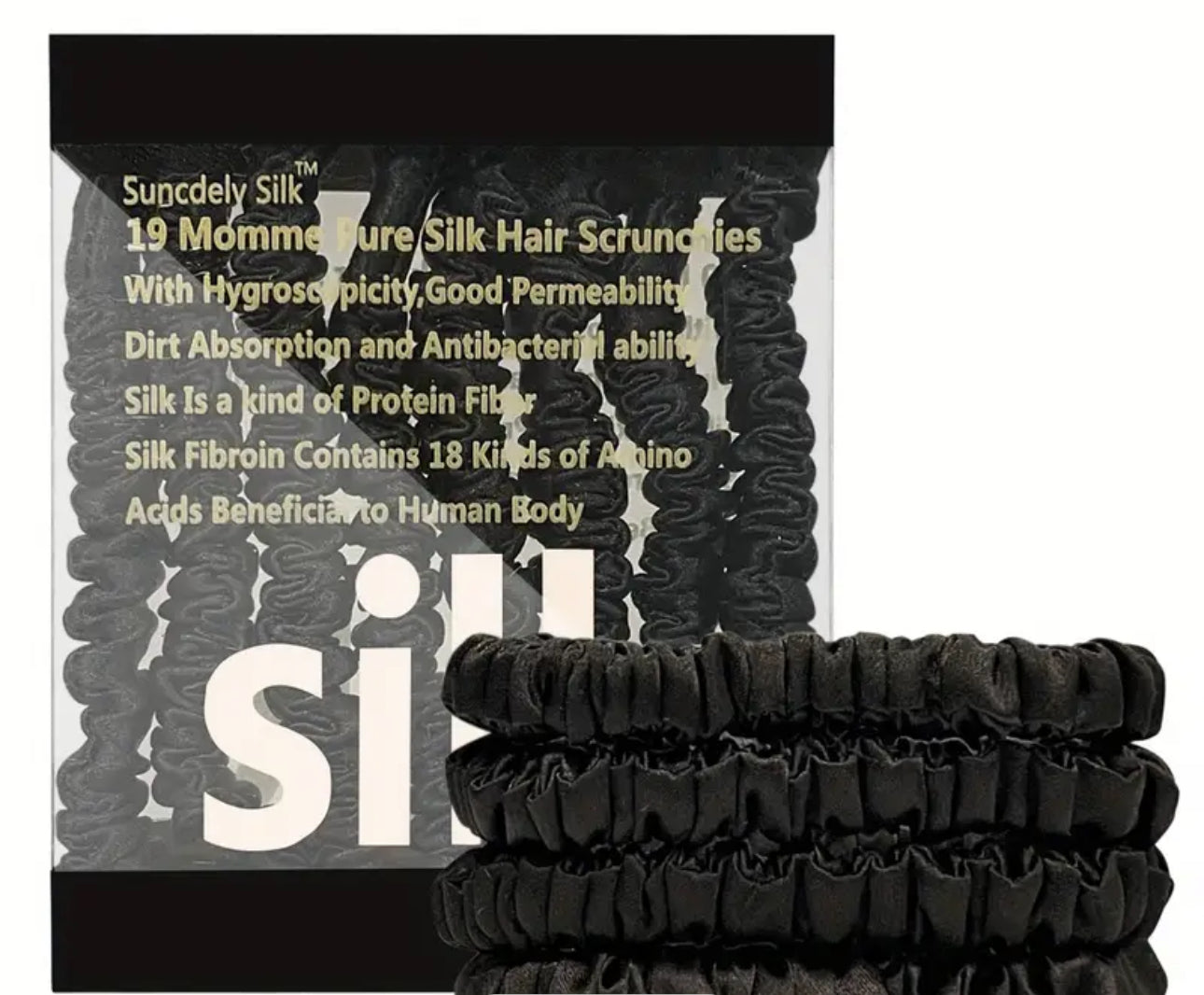 Silk Slim Scrunchie - Black