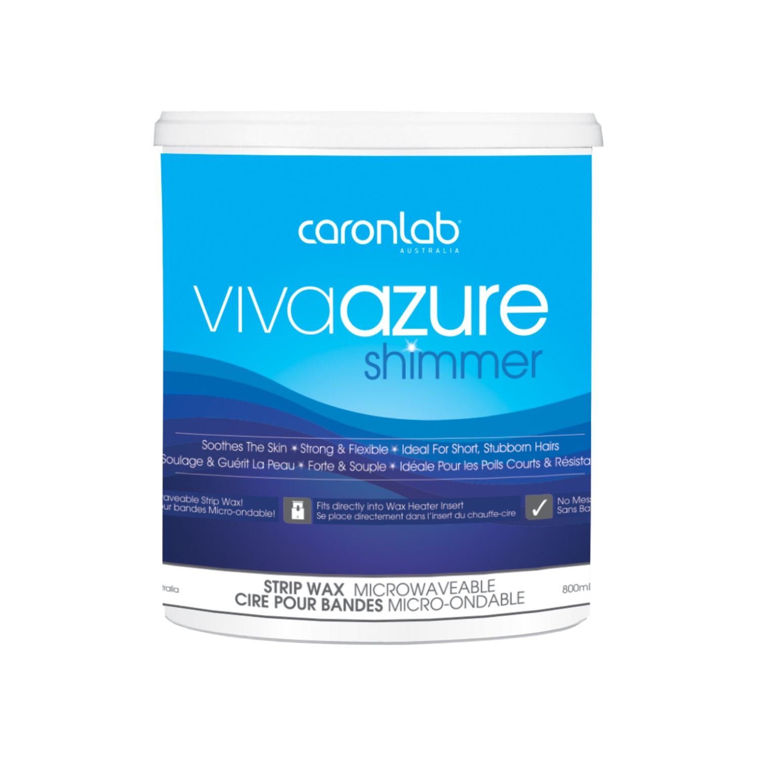 Caronlab Viva Azure Shimmer Strip Wax - Microwaveable 800ml
