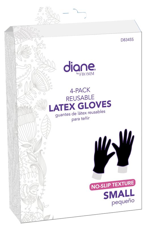Diane Reusable Black Latex Gloves Small 4pk
