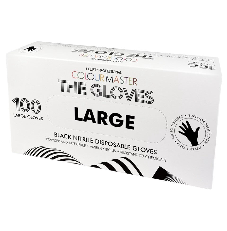 Hi Lift Colour Master Nitrile Disposable Black Gloves (100 pieces) Large